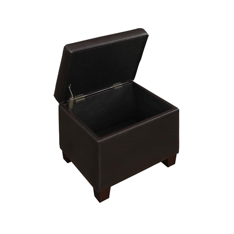 Pemberly Row Storage Ottoman in Espresso Faux Leather Fabric