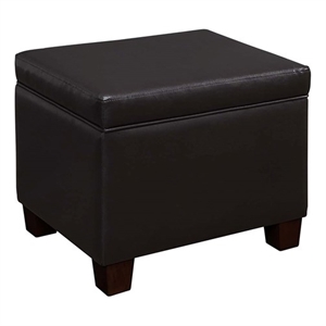 Pemberly Row Storage Ottoman in Espresso Faux Leather Fabric