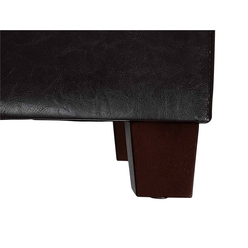 Pemberly Row Storage Ottoman in Espresso Faux Leather Fabric