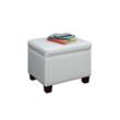 Pemberly Row Modern Storage Ottoman in Ivory Faux Leather Fabric