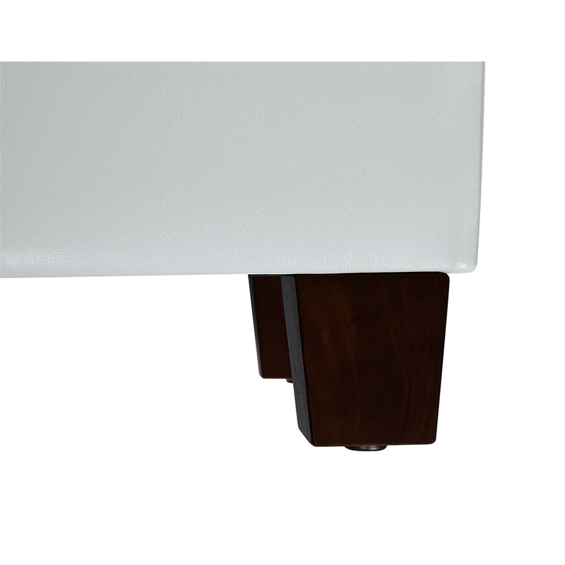 Pemberly Row Modern Storage Ottoman in Ivory Faux Leather Fabric