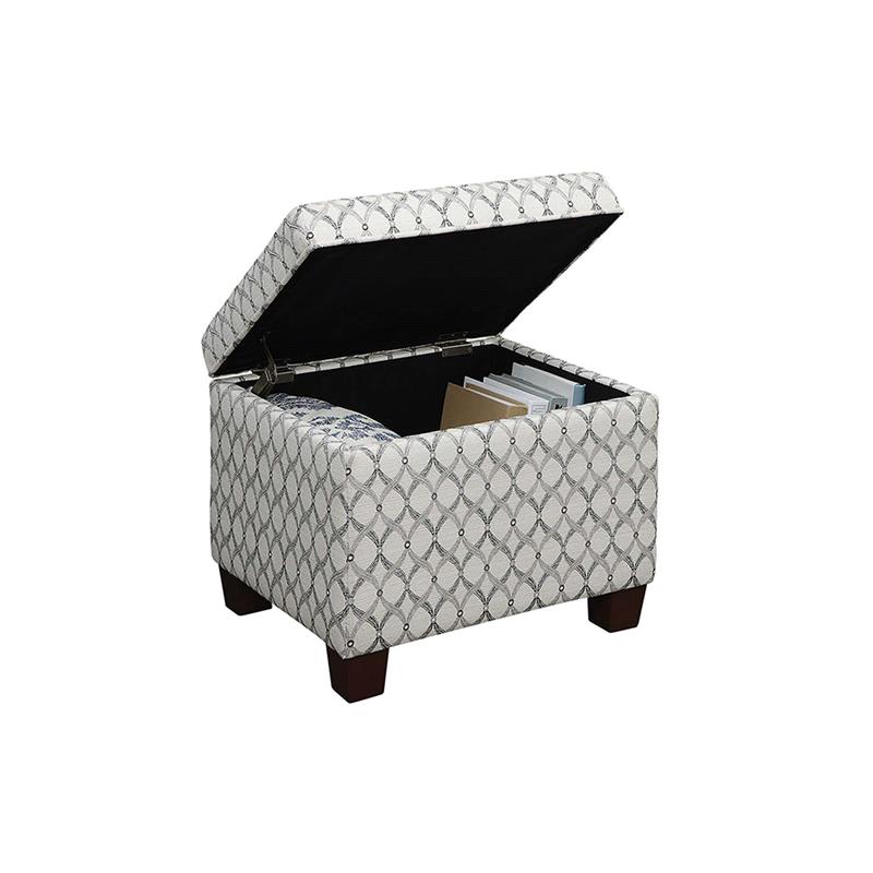 Pemberly Row Storage Ottoman in Gray Faux Leather Print Fabric