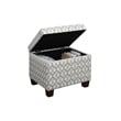 Pemberly Row Storage Ottoman in Gray Faux Leather Print Fabric