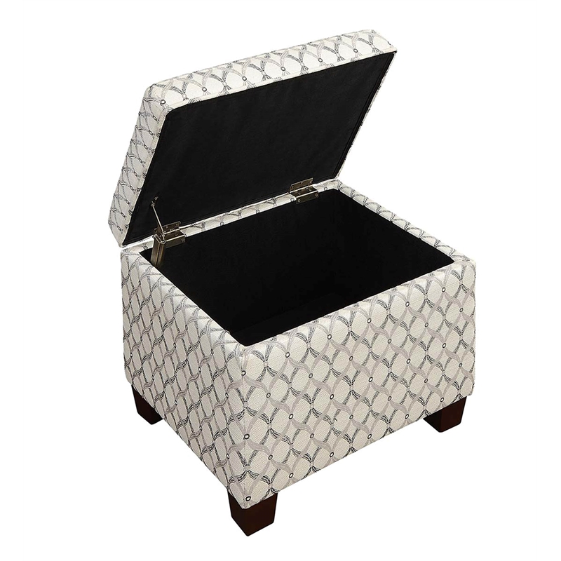 Pemberly Row Storage Ottoman in Gray Faux Leather Print Fabric
