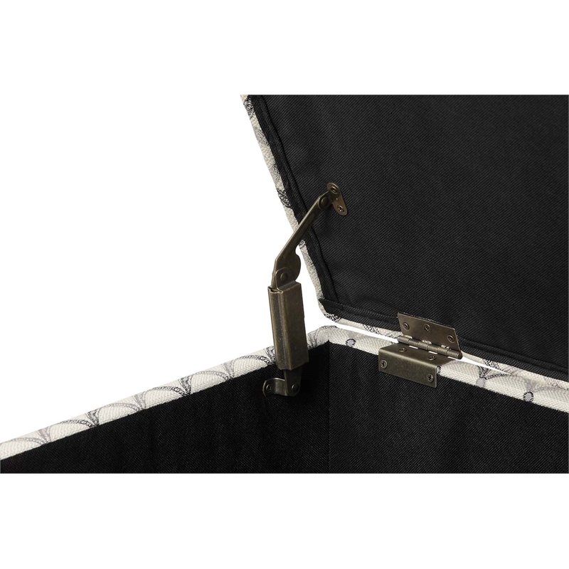 Pemberly Row Storage Ottoman in Gray Faux Leather Print Fabric