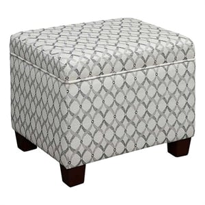 Pemberly Row Storage Ottoman in Gray Faux Leather Print Fabric