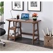 Pemberly Row Modern Trestle Writing Desk in Cappuccino Wood Finish