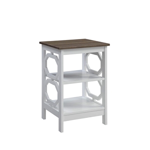 Pemberly Row End Table in White and Driftwood Brown Wood Finish