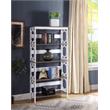 Pemberly Row Five-Tier Bookcase in White and Espresso Wood Finish