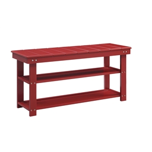 Pemberly Row Modern Utility Mudroom Bench in Red Wood Finish