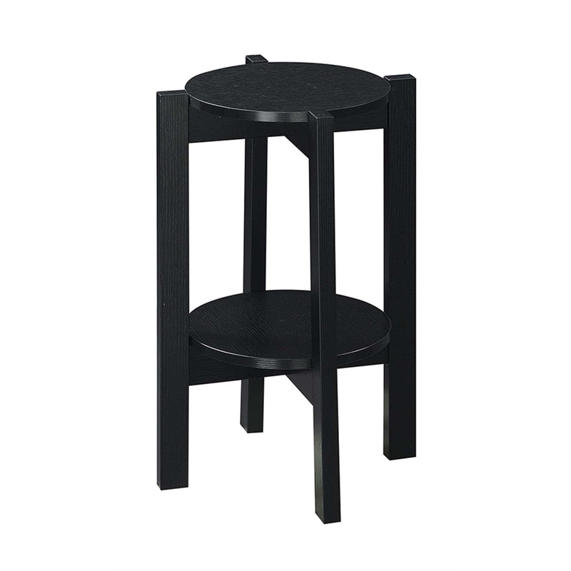 Pemberly Row Contemporary Medium Plant Stand in Black Wood Finish