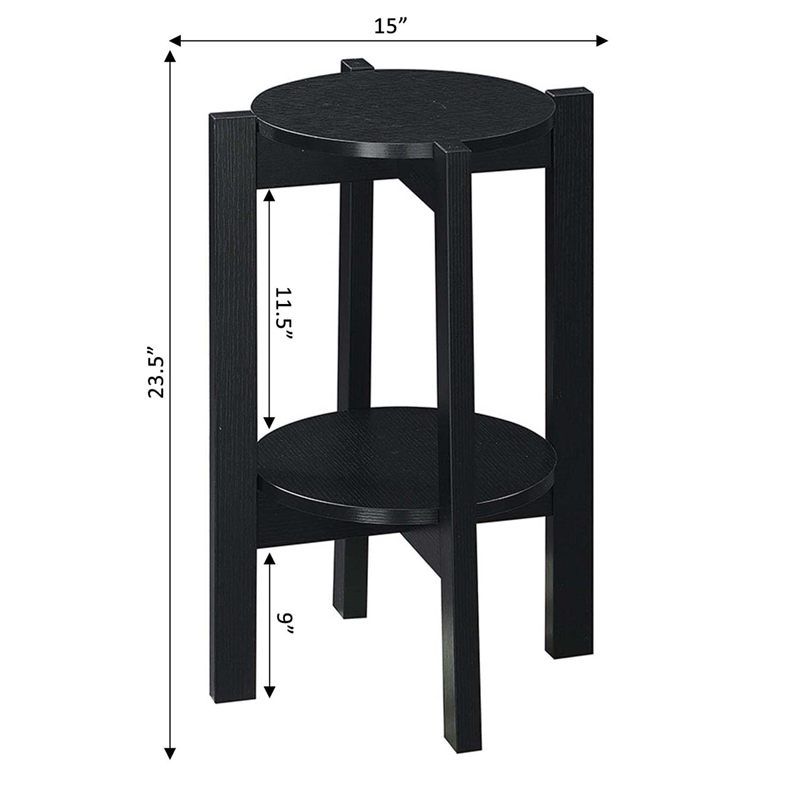 Pemberly Row Contemporary Medium Plant Stand in Black Wood Finish