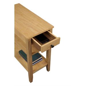 Pemberly Row Three-Tier End Table With Drawer in Natural Wood Finish