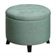 Pemberly Row Contemporary Round Ottoman in Mint Green Fabric