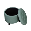 Pemberly Row Contemporary Round Ottoman in Mint Green Fabric