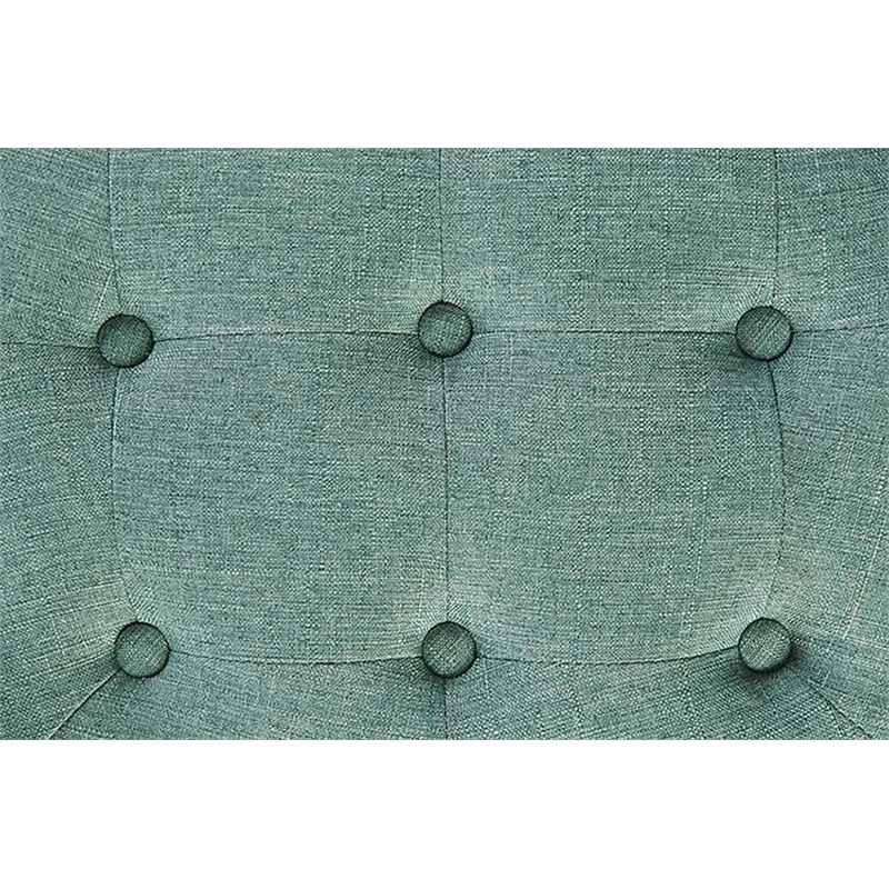 Pemberly Row Contemporary Round Ottoman in Mint Green Fabric