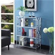 Pemberly Row Four-Tier Bookcase in Clear Glass and Chrome Metal Frame
