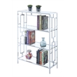 Pemberly Row Four-Tier Bookcase in Clear Glass and Chrome Metal Frame
