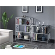 Pemberly Row Four-Tier Bookcase in Clear Glass and Chrome Metal Frame