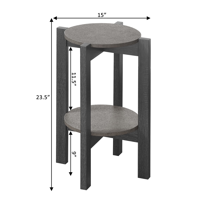 Pemberly Row Contemporary Medium Plant Stand in Gray Wood Finish