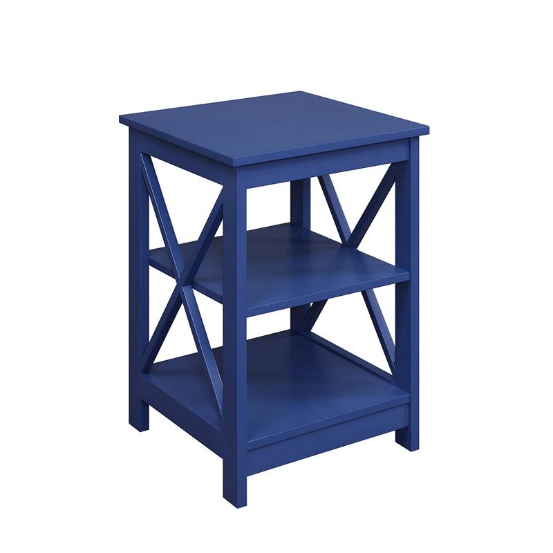 Pemberly Row Contemporary Square End Table in Blue Wood Finish