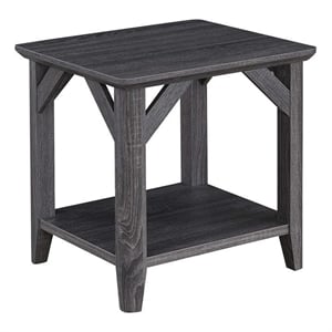 Pemberly Row End Table with Shelf in Weathered Gray Wood Finish