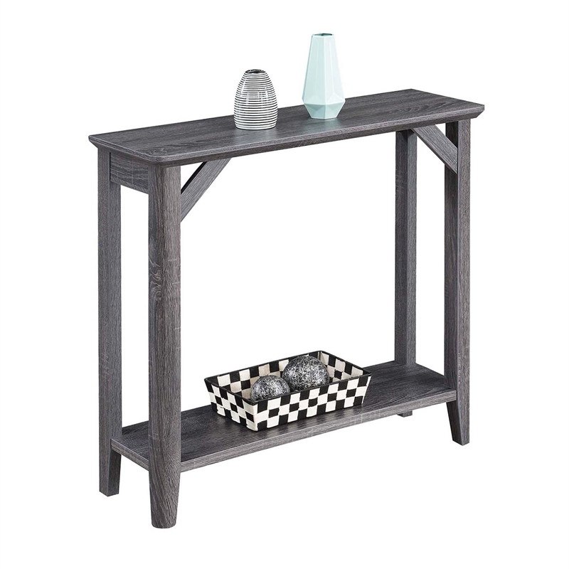 Pemberly Row Modern Hall Table in Weathered Gray Wood Finish