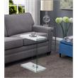 Pemberly Row Modern C End Table in White Faux Marble Wood Finish