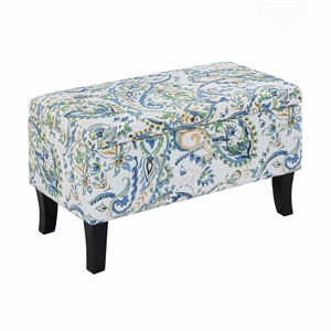 Pemberly Row Modern / Contemporary Storage Ottoman in Blue Fabric