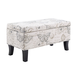 Pemberly Row Contemporary Storage Ottoman in Dark Blue Fabric