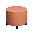 Pemberly Row Contemporary Round Ottoman in Red Fabric Finish