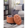 Pemberly Row Contemporary Round Ottoman in Red Fabric Finish