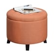 Pemberly Row Contemporary Round Ottoman in Red Fabric Finish