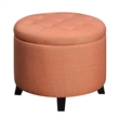Pemberly Row Contemporary Round Ottoman in Red Fabric Finish