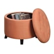 Pemberly Row Contemporary Round Ottoman in Red Fabric Finish