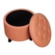Pemberly Row Contemporary Round Ottoman in Red Fabric Finish