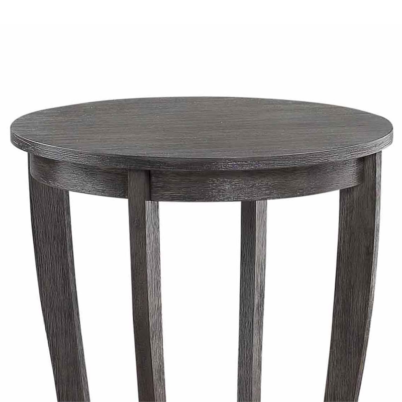 Pemberly Row Contemporary Round End Table in Gray Wood Finish