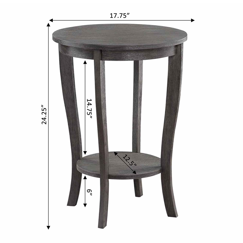 Pemberly Row Contemporary Round End Table in Gray Wood Finish