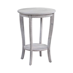 Pemberly Row Modern Round End Table in Weathered White Wood Finish