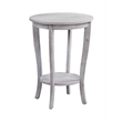 Pemberly Row Modern Round End Table in Weathered White Wood Finish
