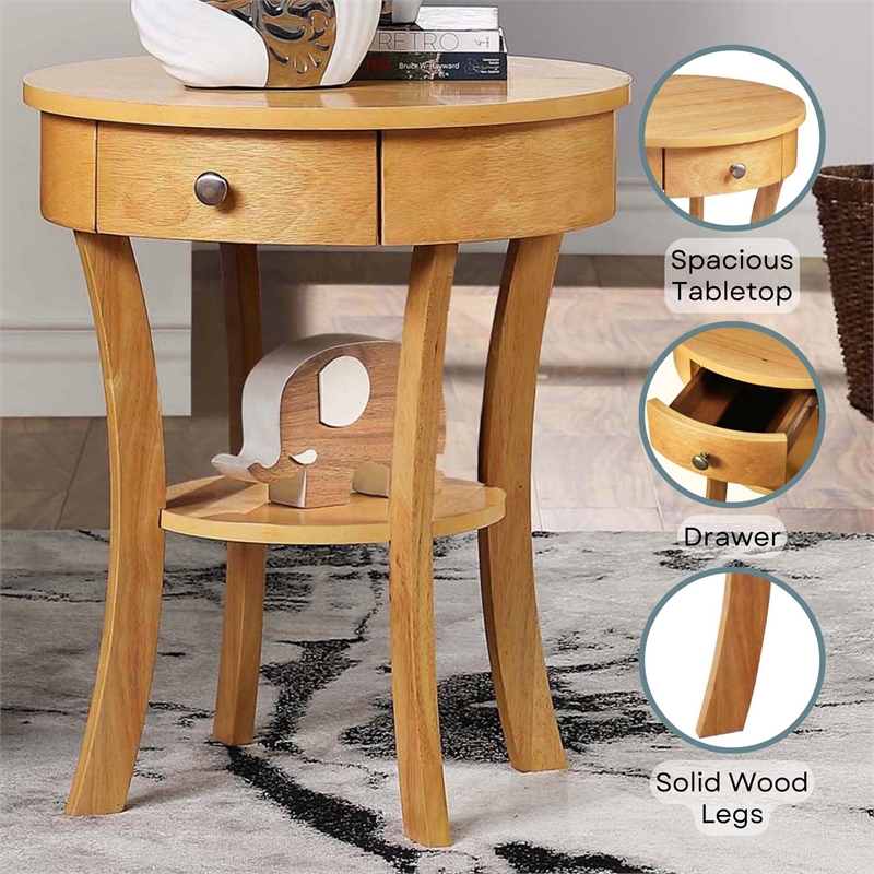 Pemberly Row Modern / Contemporary End Table in Vanilla Wood Finish