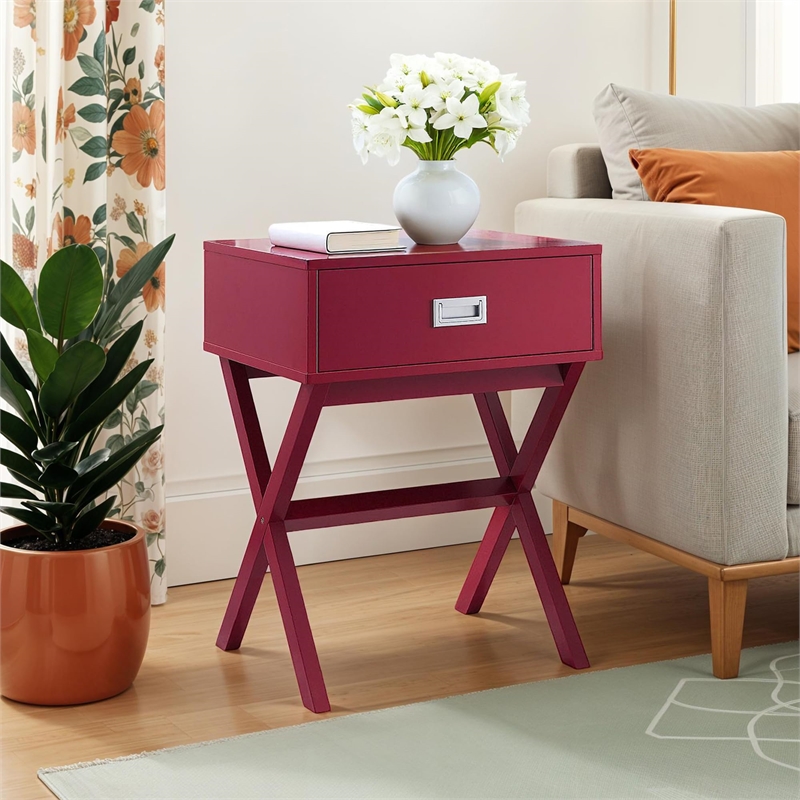 Pemberly Row Modern / Contemporary End Table in Red Wood Finish