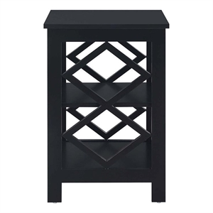 Pemberly Row Modern Diamond Square End Table in Black Wood Finish
