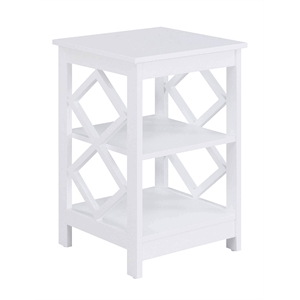 Pemberly Row Modern Diamond Square End Table in White Wood Finish