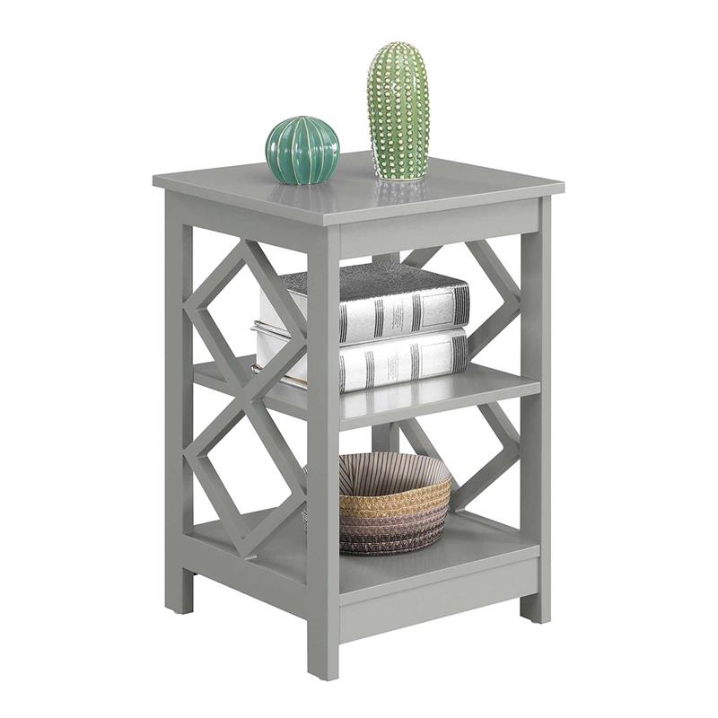 Pemberly Row Modern Diamond Square End Table in Gray Wood Finish