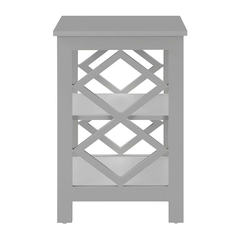 Pemberly Row Modern Diamond Square End Table in Gray Wood Finish
