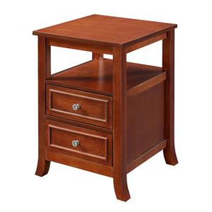Pemberly Row Modern Square End Table in Cinnamon Wood Finish