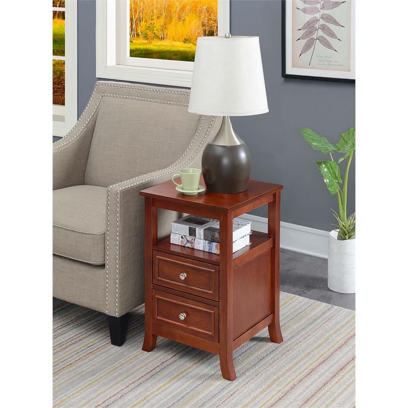 Pemberly Row Modern Square End Table in Cinnamon Wood Finish