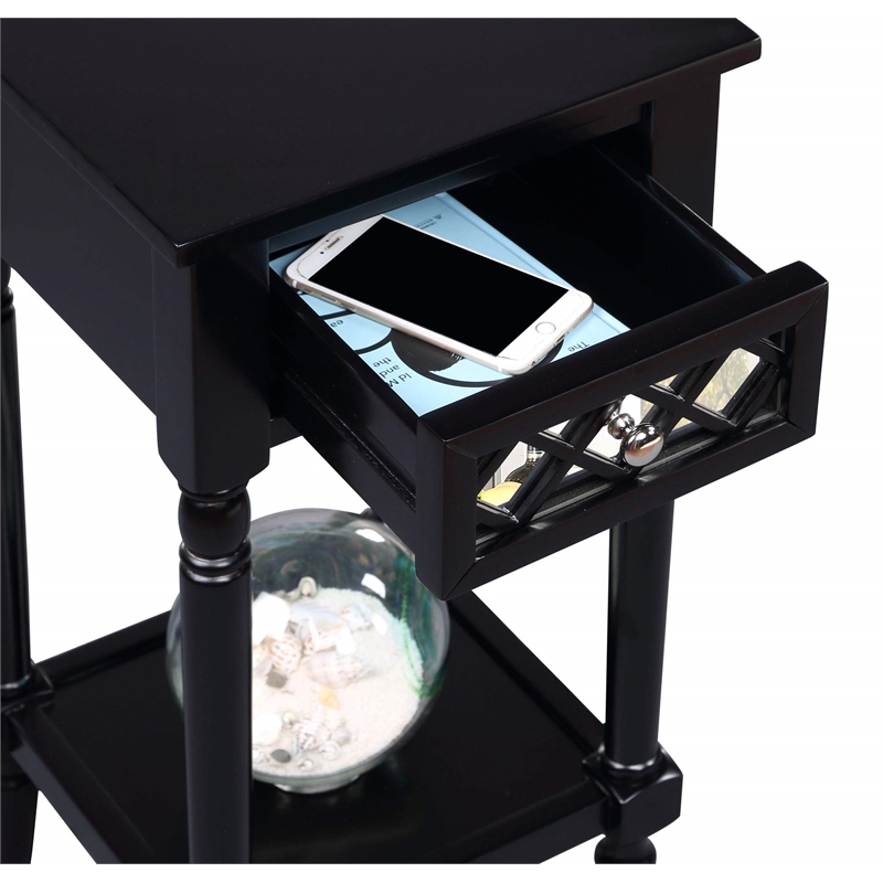 Pemberly Row Modern / Contemporary Deluxe Accent Table in Black Wood