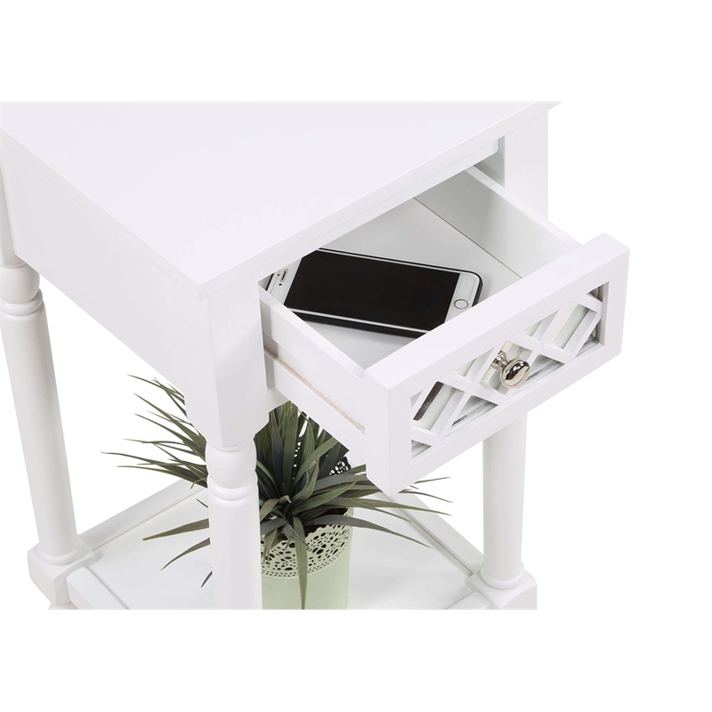 Pemberly Row Modern / Contemporary Deluxe Accent Table in White Wood